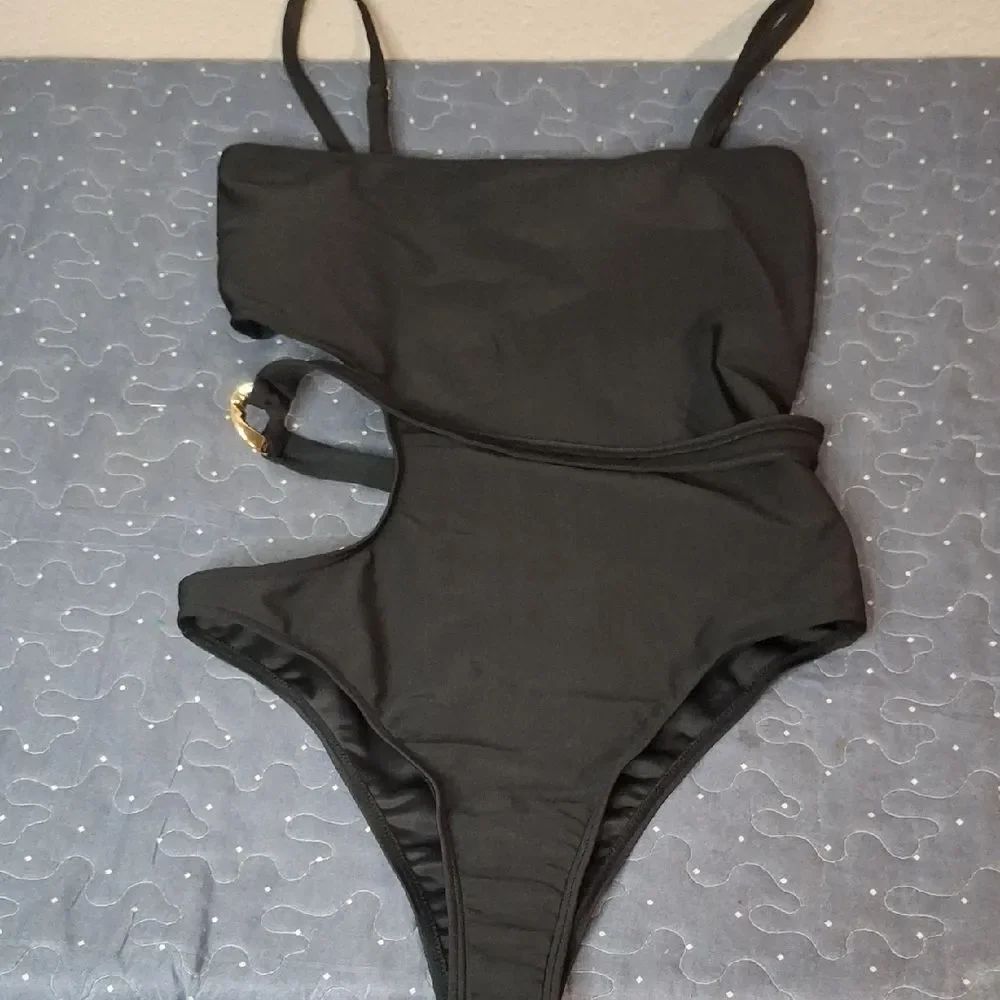 Nasty Gal Black One-Piece Swimsuit with Side Cutout size 10